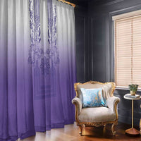 Philippines Barong Style Window Curtain with Polynesian Art and Leaf Motif Purple Color