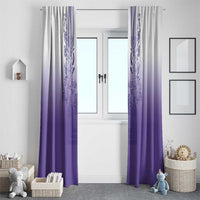 Philippines Barong Style Window Curtain with Polynesian Art and Leaf Motif Purple Color