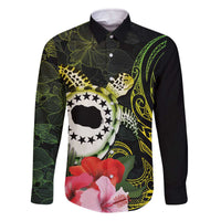 Kia Orana Cook Islands Family Matching Off The Shoulder Long Sleeve Dress and Hawaiian Shirt Turtle and Hibiscus Polynesian Pattern LT03 Dad's Shirt - Long Sleeve Yellow - Polynesian Pride