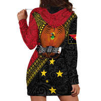 Papua New Guinea Goroka Show Hoodie Dress Bird-of-paradise and Melanesian Tattoo Pattern LT03 - Polynesian Pride