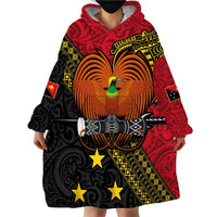Papua New Guinea Goroka Show Wearable Blanket Hoodie Bird-of-paradise and Melanesian Tattoo Pattern LT03 - Polynesian Pride