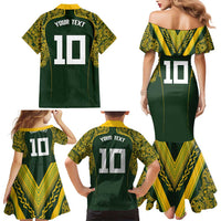 Australia Rugby Custom Family Matching Mermaid Dress and Hawaiian Shirt Aboriginal Art Sporty Style LT03 - Polynesian Pride