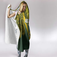 Australia Rugby Custom Hooded Blanket Aboriginal Art Sporty Style - Polynesian Pride