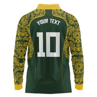 Australia Rugby Custom Long Sleeve Polo Shirt Aboriginal Art Sporty Style - Polynesian Pride