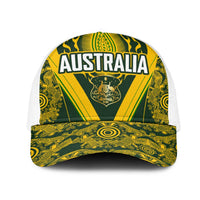 Australia Rugby Mesh Trucker Cap Aboriginal Art Sporty Style - Polynesian Pride