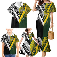 Aotearoa Australia Rugby Custom Family Matching Mermaid Dress and Hawaiian Shirt Maori and Aboriginal Art Sporty Style LT03 - Polynesian Pride