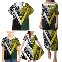 Aotearoa Australia Rugby Custom Family Matching Puletasi and Hawaiian Shirt Maori and Aboriginal Art Sporty Style - Polynesian Pride