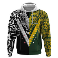 Aotearoa Australia Rugby Custom Hoodie Maori and Aboriginal Art Sporty Style - Polynesian Pride