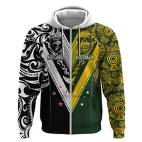 Aotearoa Australia Rugby Custom Hoodie Maori and Aboriginal Art Sporty Style - Polynesian Pride