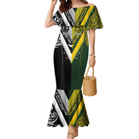 Aotearoa Australia Rugby Custom Mermaid Dress Maori and Aboriginal Art Sporty Style - Polynesian Pride
