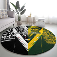 Aotearoa Australia Rugby Round Carpet Maori and Aboriginal Art Sporty Style LT03 - Polynesian Pride