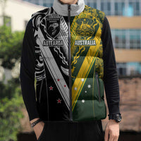 Aotearoa Australia Rugby Custom Sleeveless Puffer Jacket Maori and Aboriginal Art Sporty Style - Polynesian Pride