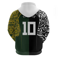 Aotearoa Australia Rugby Custom Zip Hoodie Maori and Aboriginal Art Sporty Style - Polynesian Pride