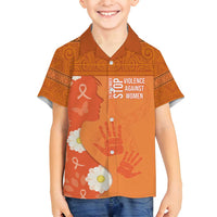 International Day for the Elimination of Violence Against Women Family Matching Off Shoulder Maxi Dress and Hawaiian Shirt Polynesian Pattern LT03 Son's Shirt Orange - Polynesian Pride