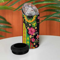 Hawaiian Independence Day 4 in 1 Can Cooler Tumbler Kanaka Maoli Symbols With Tapa Motifs and Tropical Plants LT03 - Polynesian Pride