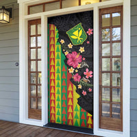 Hawaiian Independence Day Door Cover Kanaka Maoli Symbols With Tapa Motifs and Tropical Plants LT03 - Polynesian Pride
