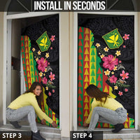 Hawaiian Independence Day Door Cover Kanaka Maoli Symbols With Tapa Motifs and Tropical Plants LT03 - Polynesian Pride