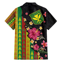 Hawaiian Independence Day Family Matching Off The Shoulder Long Sleeve Dress and Hawaiian Shirt Kanaka Maoli Symbols With Tapa Motifs and Tropical Plants LT03 - Polynesian Pride