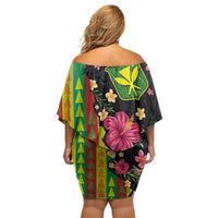 Hawaiian Independence Day Family Matching Off Shoulder Short Dress and Hawaiian Shirt Kanaka Maoli Symbols With Tapa Motifs and Tropical Plants LT03 - Polynesian Pride