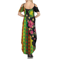 Hawaiian Independence Day Family Matching Summer Maxi Dress and Hawaiian Shirt Kanaka Maoli Symbols With Tapa Motifs and Tropical Plants LT03 - Polynesian Pride