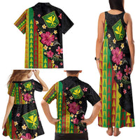 Hawaiian Independence Day Family Matching Tank Maxi Dress and Hawaiian Shirt Kanaka Maoli Symbols With Tapa Motifs and Tropical Plants LT03 - Polynesian Pride