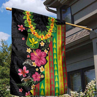 Hawaiian Independence Day Garden Flag Kanaka Maoli Symbols With Tapa Motifs and Tropical Plants LT03 - Polynesian Pride