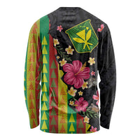 Hawaiian Independence Day Long Sleeve Shirt Kanaka Maoli Symbols With Tapa Motifs and Tropical Plants LT03 - Polynesian Pride