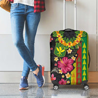 Hawaiian Independence Day Luggage Cover Kanaka Maoli Symbols With Tapa Motifs and Tropical Plants LT03 - Polynesian Pride