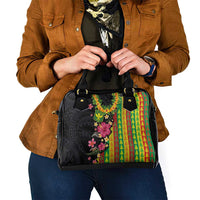 Hawaiian Independence Day Shoulder Handbag Kanaka Maoli Symbols With Tapa Motifs and Tropical Plants - Polynesian Pride
