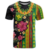 Hawaiian Independence Day T Shirt Kanaka Maoli Symbols With Tapa Motifs and Tropical Plants LT03 Black - Polynesian Pride