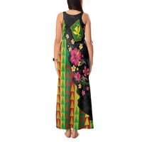 Hawaiian Independence Day Tank Maxi Dress Kanaka Maoli Symbols With Tapa Motifs and Tropical Plants LT03 - Polynesian Pride
