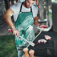 Personalised New Zealand Aotearoa Darts Masters Apron Maori Art Tattoo with Tribal Dart Symbol Teal Color LT03 - Polynesian Pride