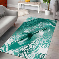 Personalised New Zealand Aotearoa Darts Masters Area Rug Maori Art Tattoo with Tribal Dart Symbol Teal Color LT03 - Polynesian Pride