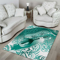 Personalised New Zealand Aotearoa Darts Masters Area Rug Maori Art Tattoo with Tribal Dart Symbol Teal Color LT03 - Polynesian Pride