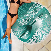 Personalised New Zealand Aotearoa Darts Masters Beach Blanket Maori Art Tattoo with Tribal Dart Symbol Teal Color LT03 - Polynesian Pride