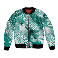 Personalised New Zealand Aotearoa Darts Masters Bomber Jacket Maori Art Tattoo with Tribal Dart Symbol Teal Color LT03 Unisex Teal - Polynesian Pride