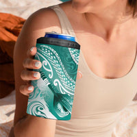 Personalised New Zealand Aotearoa Darts Masters 4 in 1 Can Cooler Tumbler Maori Art Tattoo with Tribal Dart Symbol Teal Color LT03 - Polynesian Pride