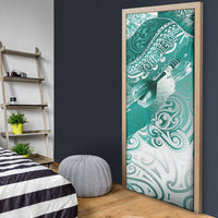 Personalised New Zealand Aotearoa Darts Masters Door Cover Maori Art Tattoo with Tribal Dart Symbol Teal Color LT03 - Polynesian Pride