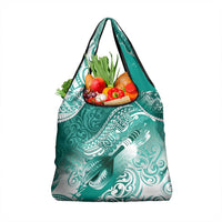Personalised New Zealand Aotearoa Darts Masters Grocery Bag Maori Art Tattoo with Tribal Dart Symbol Teal Color LT03 1-pack One Size Teal - Polynesian Pride