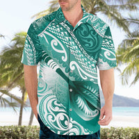 Personalised New Zealand Aotearoa Darts Masters Hawaiian Shirt Maori Art Tattoo with Tribal Dart Symbol Teal Color LT03 - Polynesian Pride
