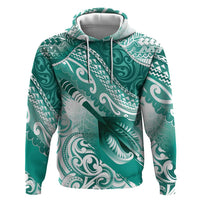 Personalised New Zealand Aotearoa Darts Masters Hoodie Maori Art Tattoo with Tribal Dart Symbol Teal Color LT03 Pullover Hoodie Teal - Polynesian Pride
