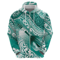 Personalised New Zealand Aotearoa Darts Masters Hoodie Maori Art Tattoo with Tribal Dart Symbol Teal Color LT03 - Polynesian Pride