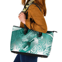 Personalised New Zealand Aotearoa Darts Masters Leather Tote Bag Maori Art Tattoo with Tribal Dart Symbol Teal Color LT03 Teal - Polynesian Pride