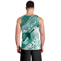Personalised New Zealand Aotearoa Darts Masters Men Tank Top Maori Art Tattoo with Tribal Dart Symbol Teal Color LT03 - Polynesian Pride