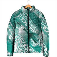 Personalised New Zealand Aotearoa Darts Masters Padded Jacket Maori Art Tattoo with Tribal Dart Symbol Teal Color LT03 - Polynesian Pride