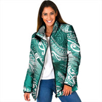 Personalised New Zealand Aotearoa Darts Masters Padded Jacket Maori Art Tattoo with Tribal Dart Symbol Teal Color LT03 Women Teal - Polynesian Pride