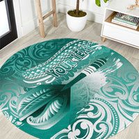 Personalised New Zealand Aotearoa Darts Masters Round Carpet Maori Art Tattoo with Tribal Dart Symbol Teal Color LT03 Teal - Polynesian Pride