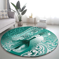 Personalised New Zealand Aotearoa Darts Masters Round Carpet Maori Art Tattoo with Tribal Dart Symbol Teal Color LT03 - Polynesian Pride