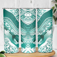 Personalised New Zealand Aotearoa Darts Masters Skinny Tumbler Maori Art Tattoo with Tribal Dart Symbol Teal Color LT03 - Polynesian Pride