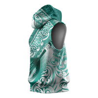 Personalised New Zealand Aotearoa Darts Masters Sleeveless Hoodie Maori Art Tattoo with Tribal Dart Symbol Teal Color LT03 - Polynesian Pride
